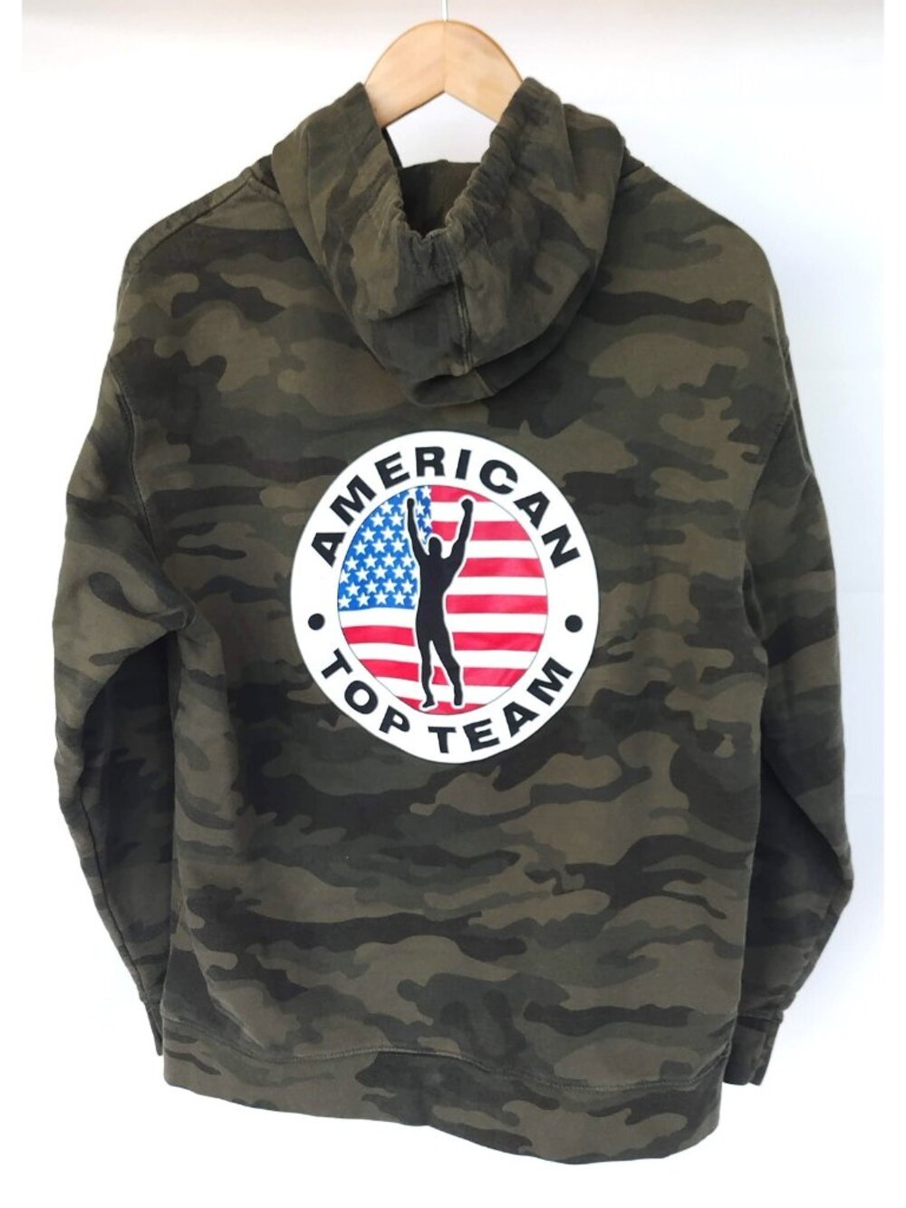American Top Team Camo Hoodie Big Logo Large